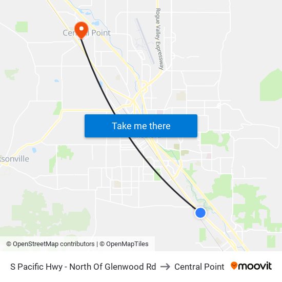 S Pacific Hwy - North Of Glenwood Rd to Central Point map