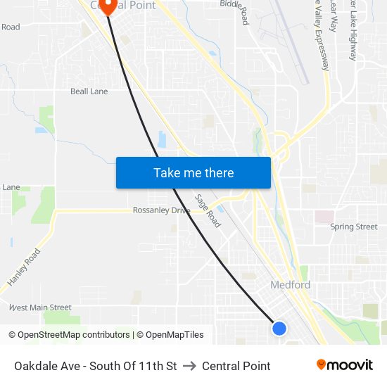 Oakdale Ave - South Of 11th St to Central Point map