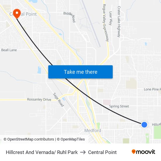 Hillcrest And Vernada/ Ruhl Park to Central Point map