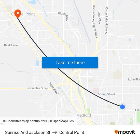 Sunrise And Jackson St to Central Point map