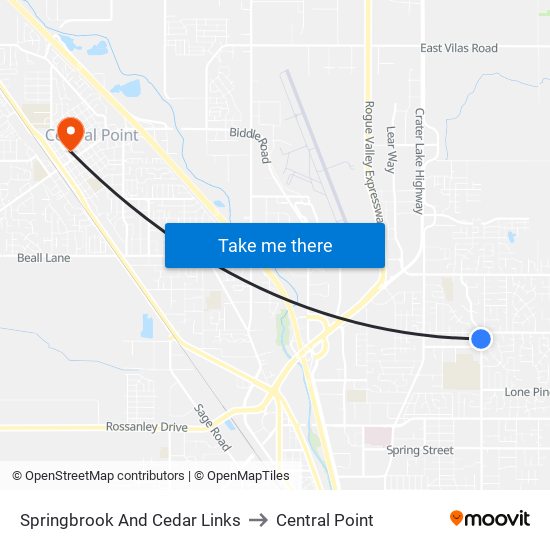 Springbrook And Cedar Links to Central Point map