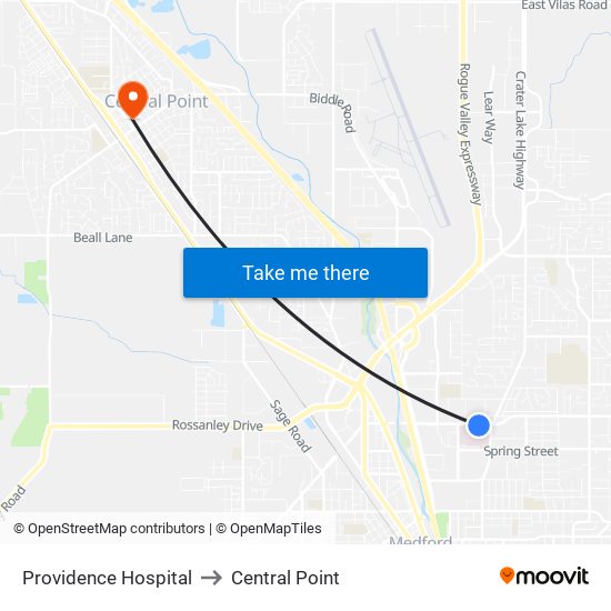 Providence Hospital to Central Point map