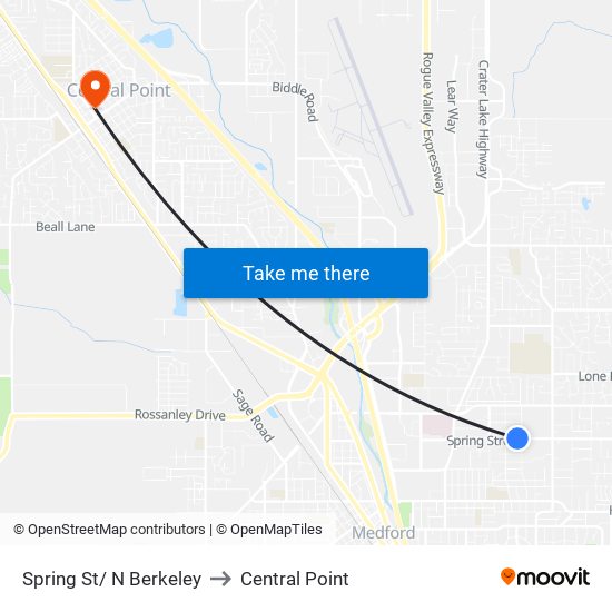 Spring St/ N Berkeley to Central Point map