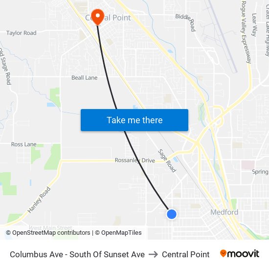 Columbus Ave - South Of Sunset Ave to Central Point map