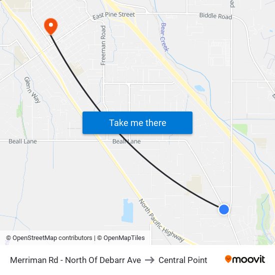 Merriman Rd - North Of Debarr Ave to Central Point map