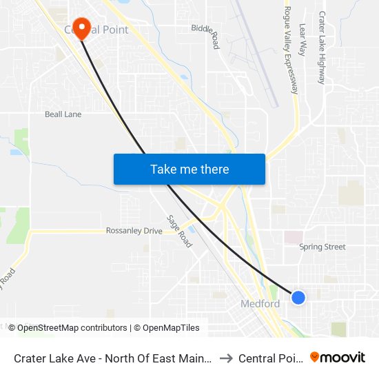 Crater Lake Ave - North Of East Main St to Central Point map