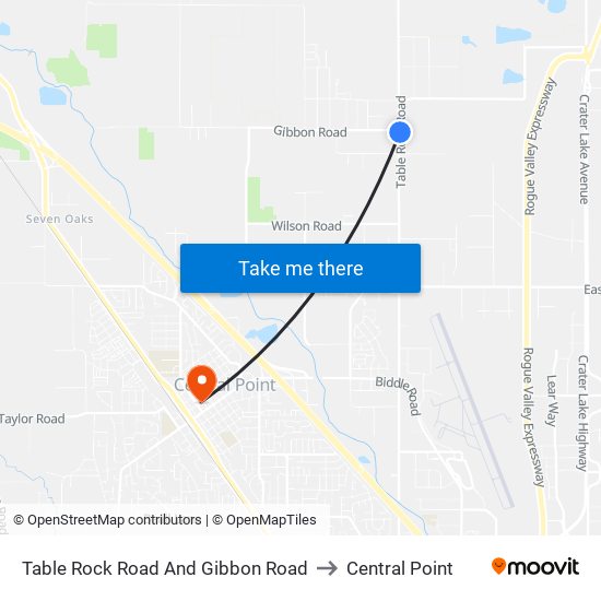 Table Rock Road And Gibbon Road to Central Point map