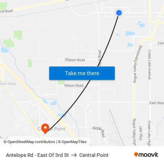 Antelope Rd - East Of 3rd St to Central Point map