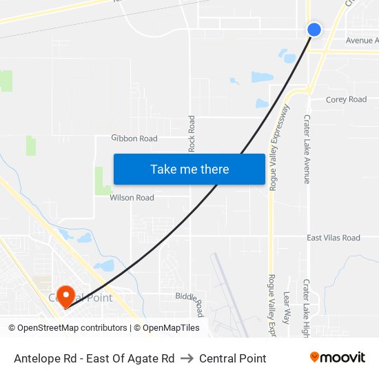 Antelope Rd - East Of Agate Rd to Central Point map