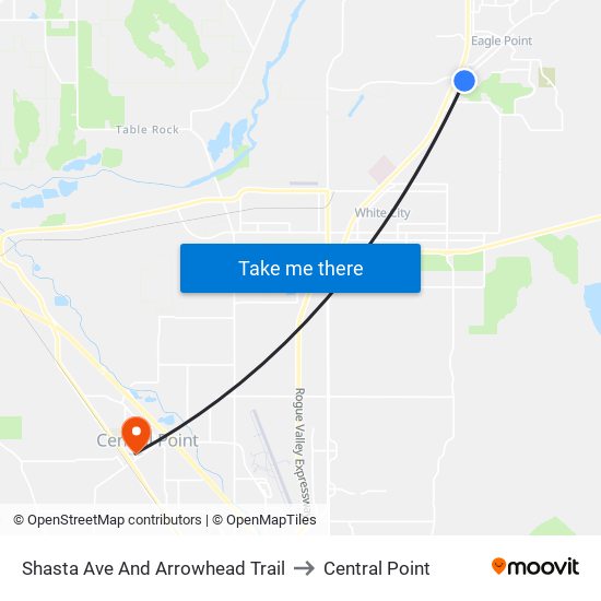 Shasta Ave And Arrowhead Trail to Central Point map