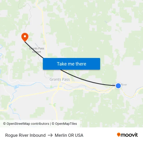 Rogue River Inbound to Merlin OR USA map