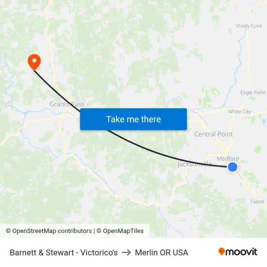 Barnett & Stewart - Victorico's to Merlin OR USA map
