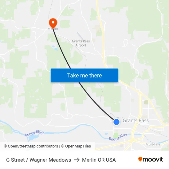 G Street / Wagner Meadows to Merlin OR USA map