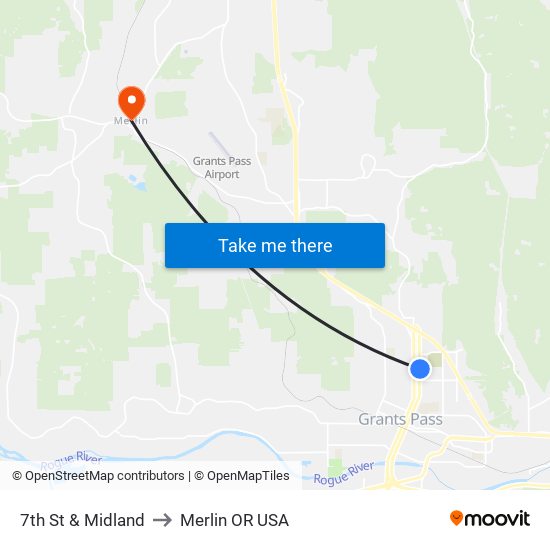 7th St & Midland to Merlin OR USA map