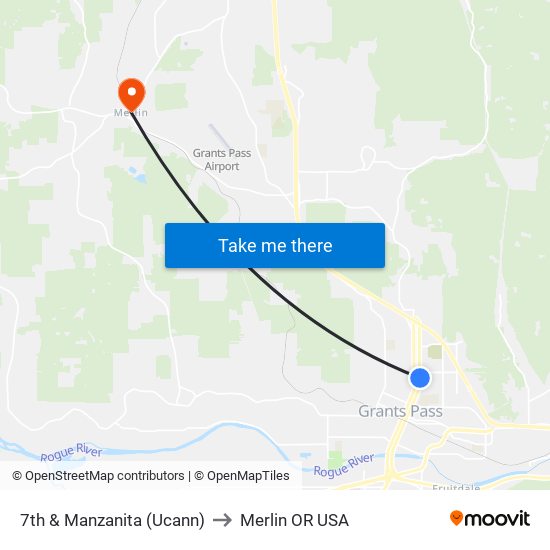 7th & Manzanita (Ucann) to Merlin OR USA map
