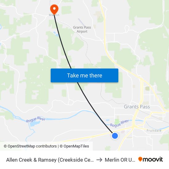 Allen Creek / Ramsey Ave to Merlin OR USA map