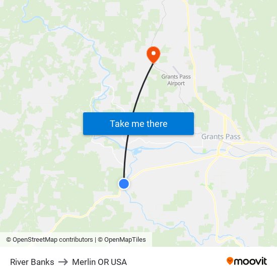 River Banks to Merlin OR USA map