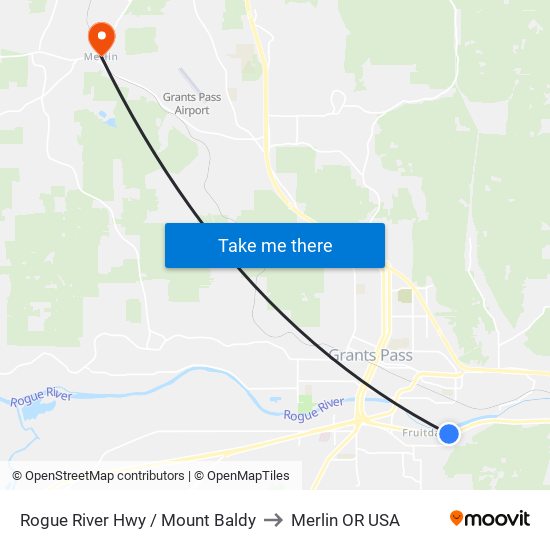 Rogue River Hwy / Mount Baldy to Merlin OR USA map