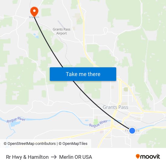 Rr Hwy & Hamilton to Merlin OR USA map