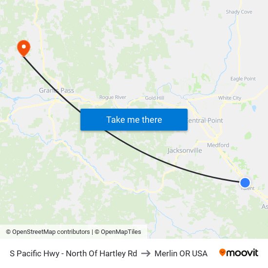 S Pacific Hwy - North Of Hartley Rd to Merlin OR USA map