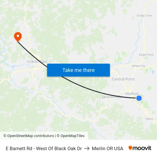 E Barnett Rd - West Of Black Oak Dr to Merlin OR USA map