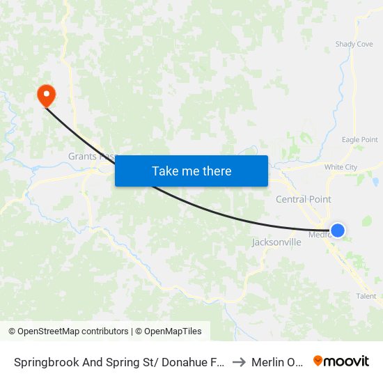 Springbrook And Spring St/ Donahue Frohnmayer Park to Merlin OR USA map