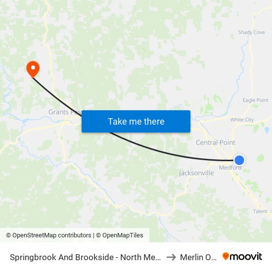 Springbrook And Brookside - North Medford High School to Merlin OR USA map