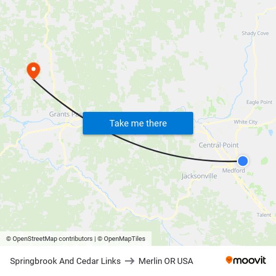 Springbrook And Cedar Links to Merlin OR USA map