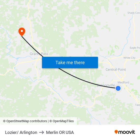 Lozier/ Arlington to Merlin OR USA map