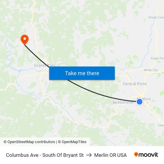 Columbus Ave - South Of Bryant St to Merlin OR USA map