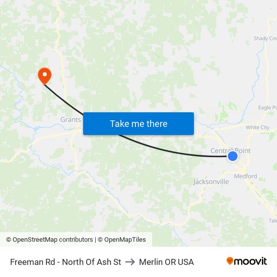 Freeman Rd - North Of Ash St to Merlin OR USA map