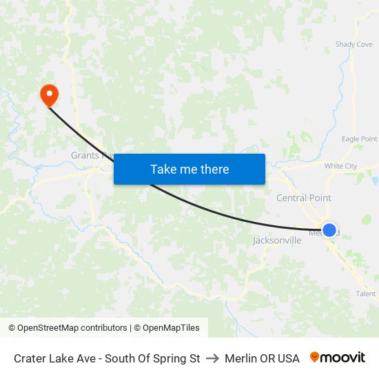 Crater Lake Ave - South Of Spring St to Merlin OR USA map