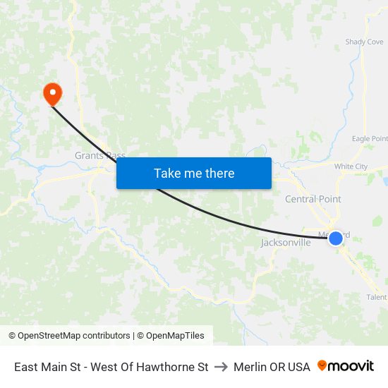 East Main St - West Of Hawthorne St to Merlin OR USA map