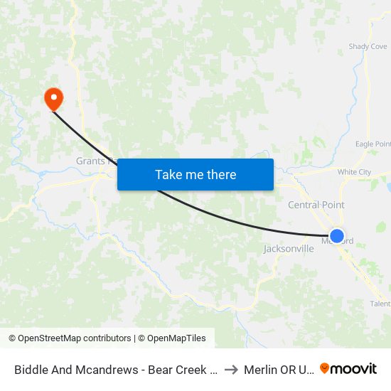 Biddle And Mcandrews - Bear Creek Plaza to Merlin OR USA map