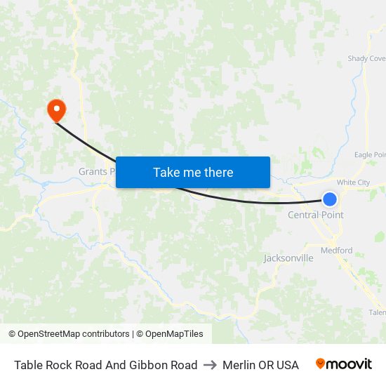 Table Rock Road And Gibbon Road to Merlin OR USA map