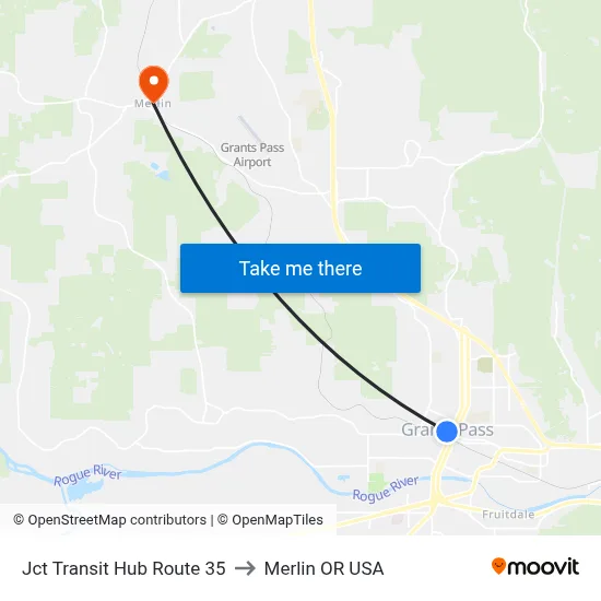 Jct Transit Hub Route 35 to Merlin OR USA map