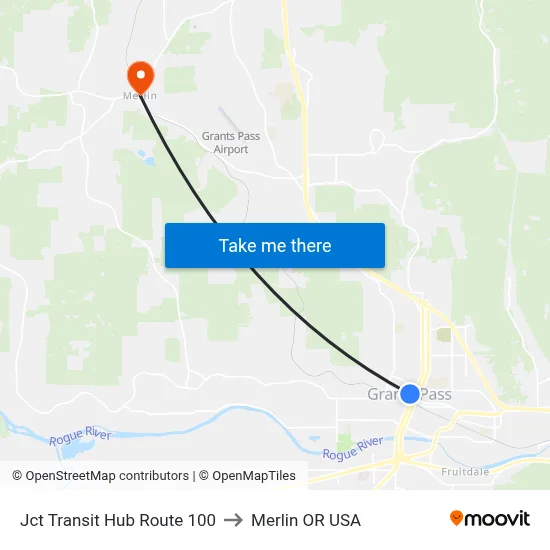 Jct Transit Hub Route 100 to Merlin OR USA map