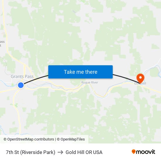 7th St (Riverside Park) to Gold Hill OR USA map