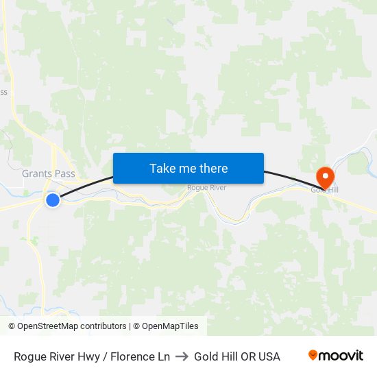 Rogue River Hwy / Florence Ln to Gold Hill OR USA map