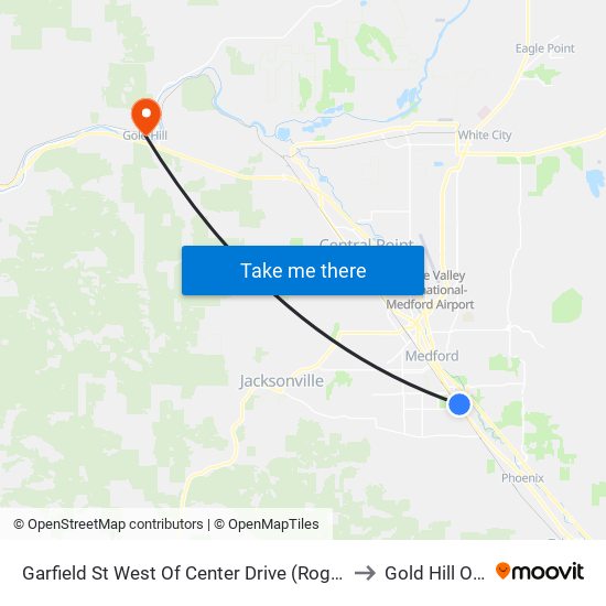 Garfield St West Of Center Drive (Rogue Credit Union) to Gold Hill OR USA map