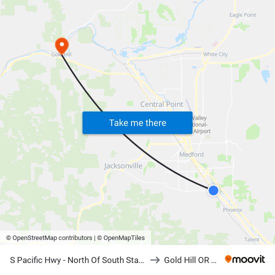 S Pacific Hwy - North Of South Stage Rd to Gold Hill OR USA map