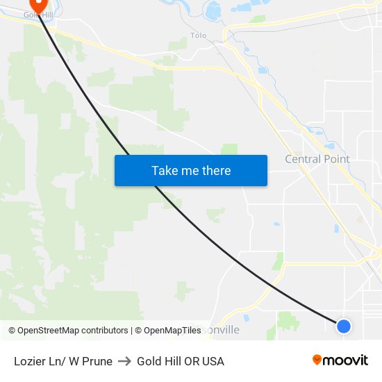 Lozier Ln/ W Prune to Gold Hill OR USA map