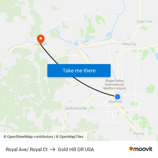 Royal Ave/ Royal Ct to Gold Hill OR USA map