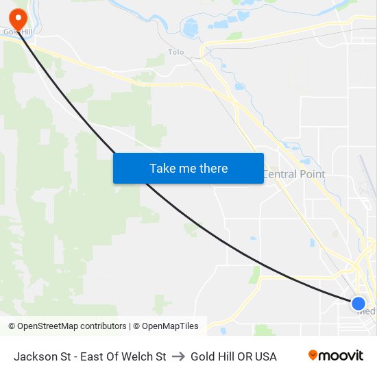 Jackson St - East Of Welch St to Gold Hill OR USA map