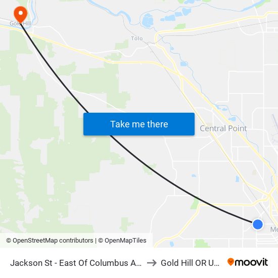 Jackson St - East Of Columbus Ave to Gold Hill OR USA map