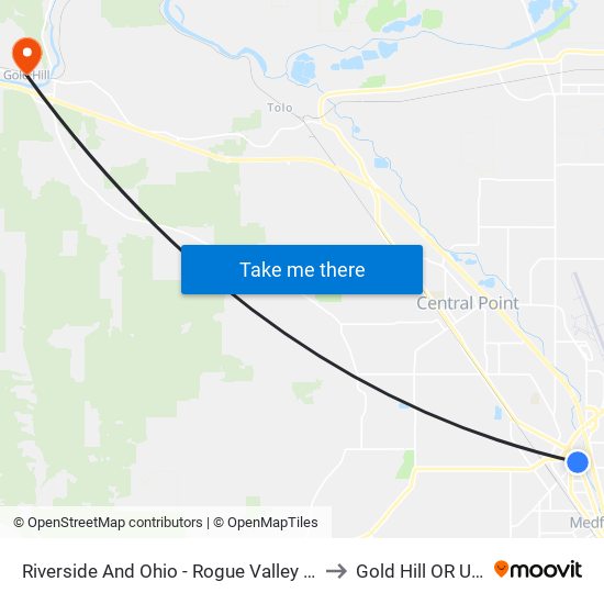 Riverside And Ohio - Rogue Valley Mall to Gold Hill OR USA map