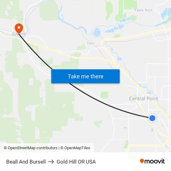 Beall And Bursell to Gold Hill OR USA map