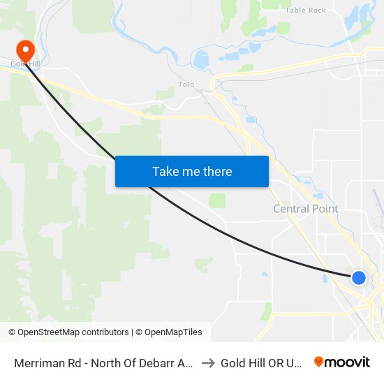 Merriman Rd - North Of Debarr Ave to Gold Hill OR USA map