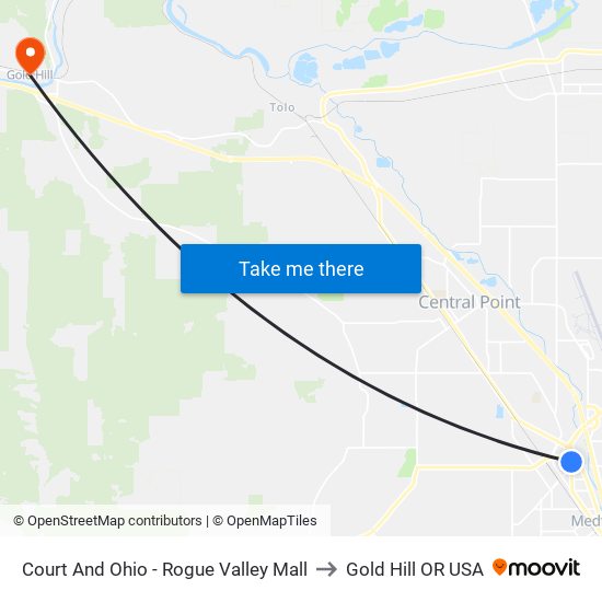 Court And Ohio - Rogue Valley Mall to Gold Hill OR USA map