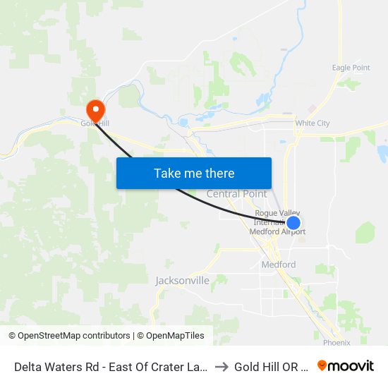 Delta Waters Rd - East Of Crater Lake Hwy to Gold Hill OR USA map